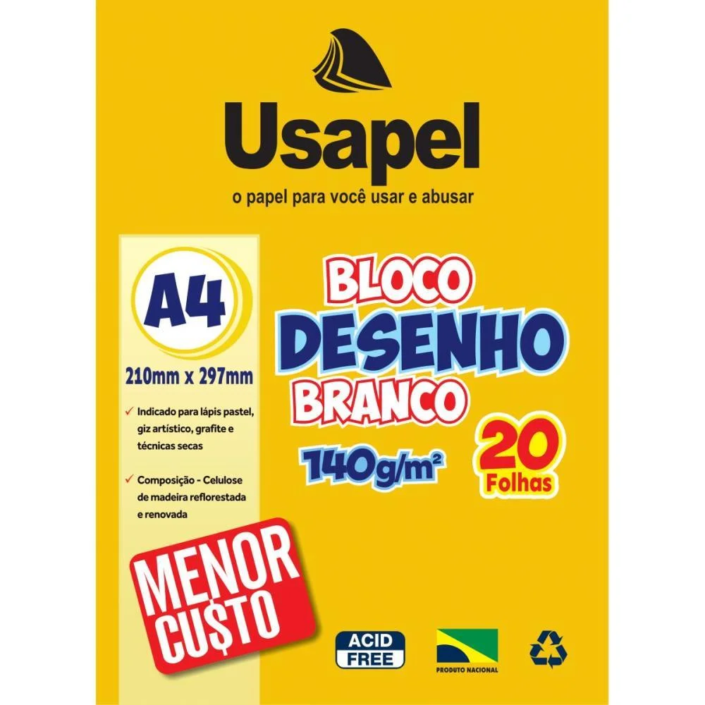 Bloco Tecnico Sem Margem Usapel Desenho A4 140G 20Fl Br Filiperson (Pct.c/05) - imagem 2
