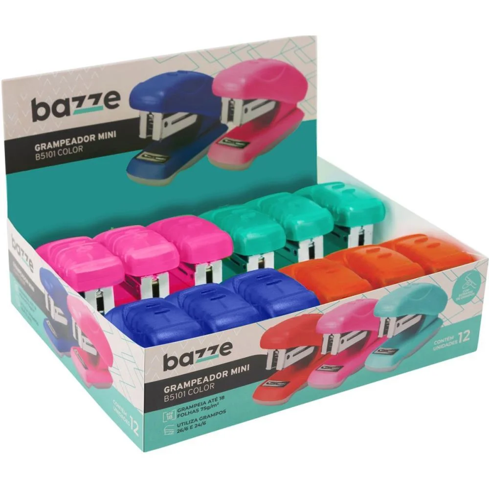 Grampeador Mini P/18Fls Bazze B5101 Color 26/6 Summit C/ 12 Unidades - imagem 3