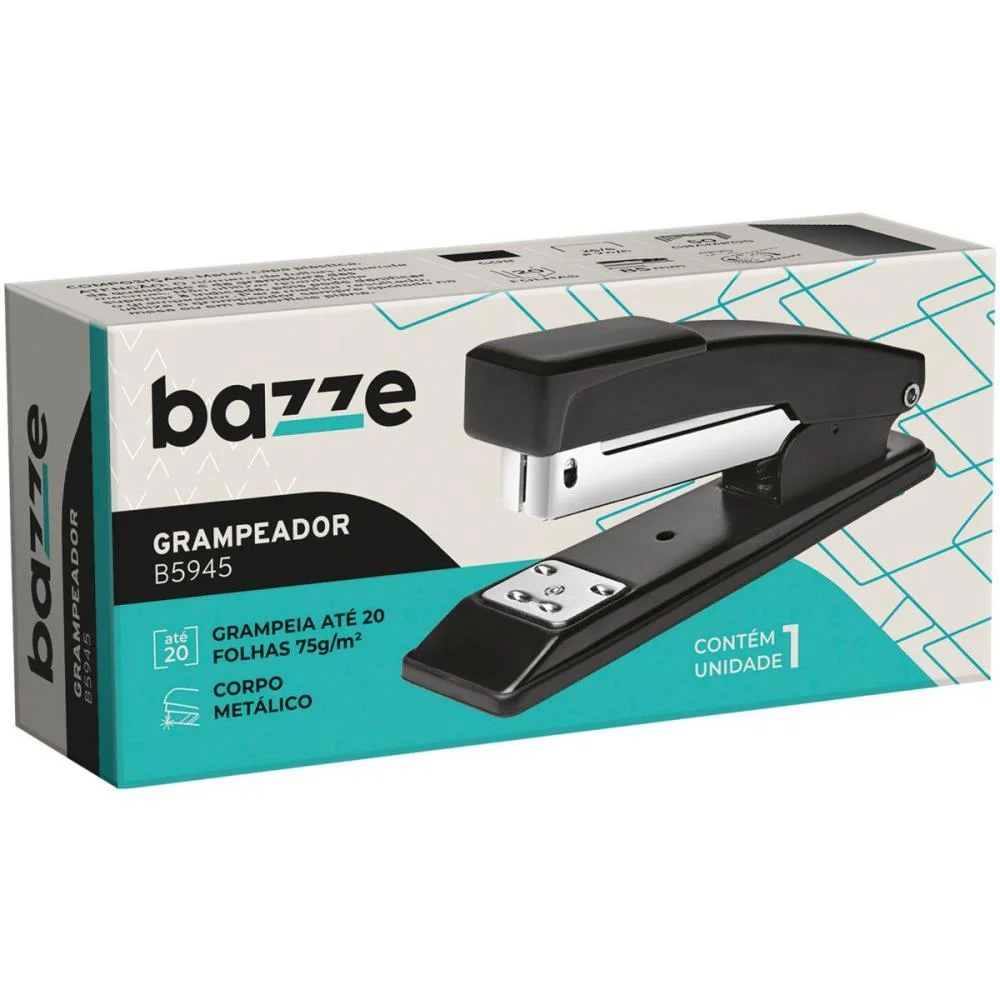 Grampeador Metal Bazze B5945 Preto 26/6 P/20F. Summit - imagem 4