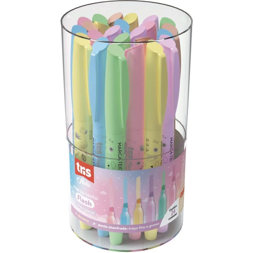 Caneta Marca Texto Tris Flash 6 Cores Pastel Summit (Pote-24) - imagem 2