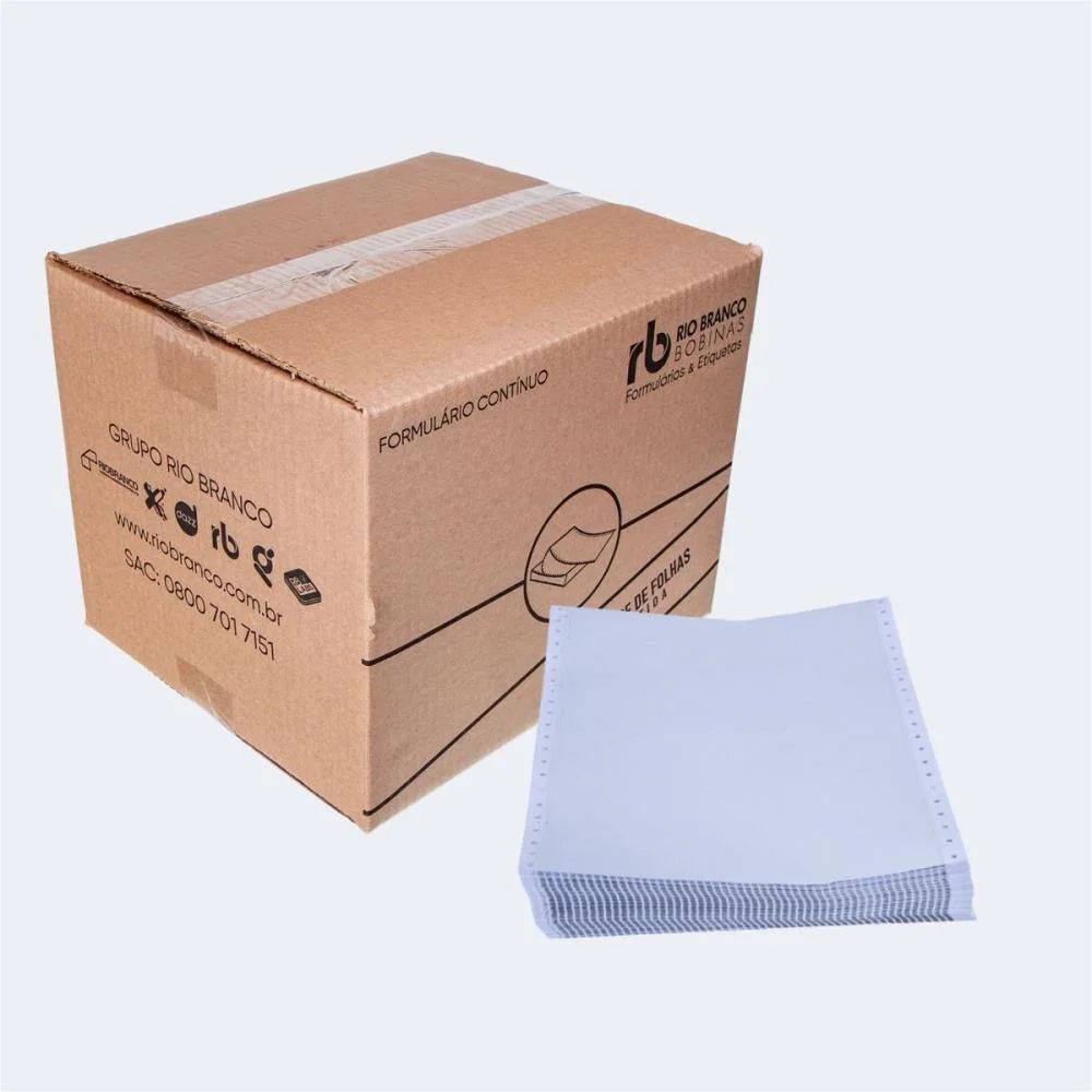 Formulario Continuo Branco 1 Via 80 Col. 56G Microserril. Rio Branco Bobinas (Cx.c/3000) - imagem 3