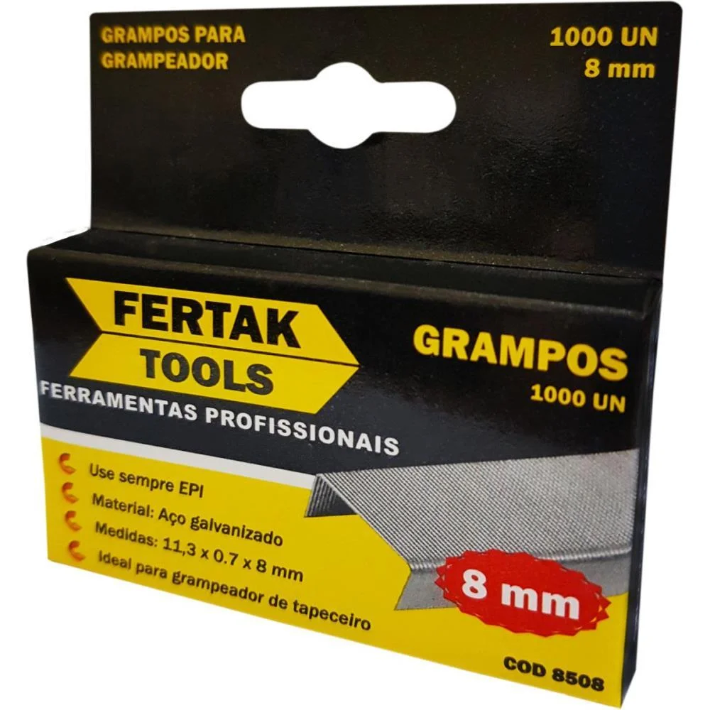 Grampo Para Grampeador 8Mm Galvanizado C/1000 Grampos Fertak (Blister) - imagem 3