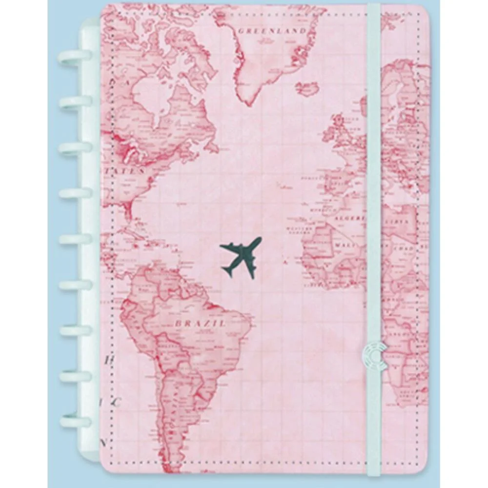 Caderno Inteligente Grande Mapa Mundi Rosa By Gocase 80Fl Caderno Inteligente - imagem 4