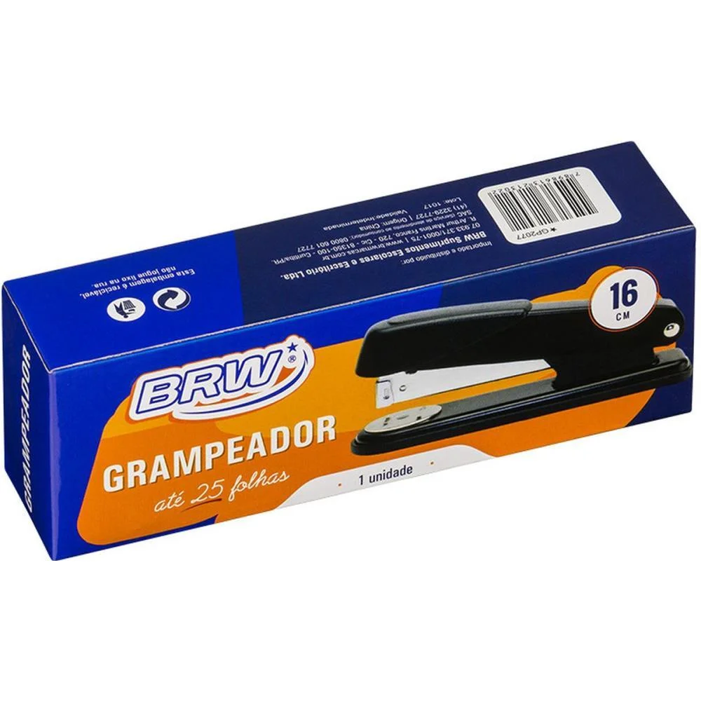 Grampeador Metal P/25Fls 26/6 16Cm Preto Brw - imagem 3