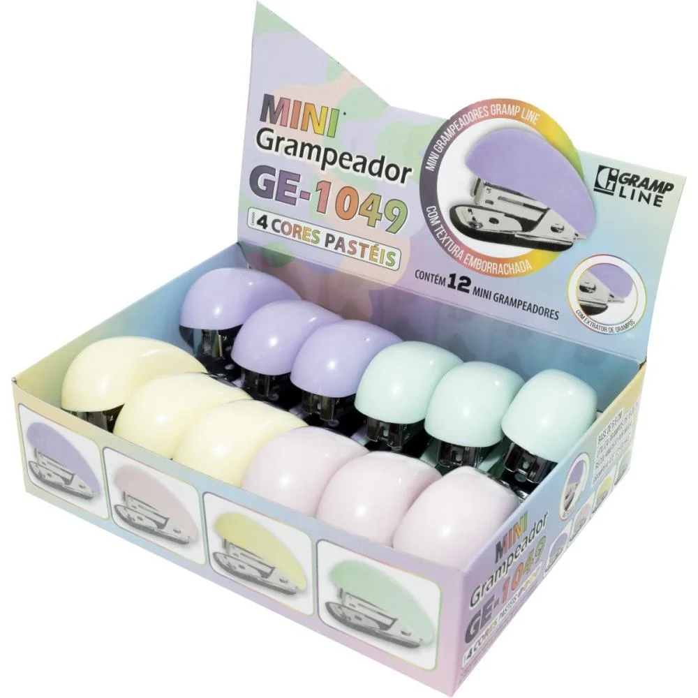 Grampeador Mini P/12Fls Ge-1049 Pastel Cores(S Gramp Line C/ 12 Unidades - imagem 3