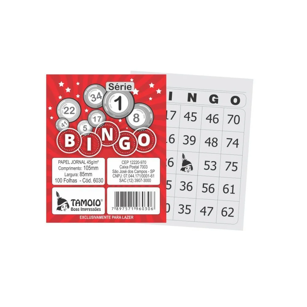 Bloco Para Bingo Jornal 105X85Mm 100Fls. S1-15 Tamoio (Pct.c/15) - imagem 3