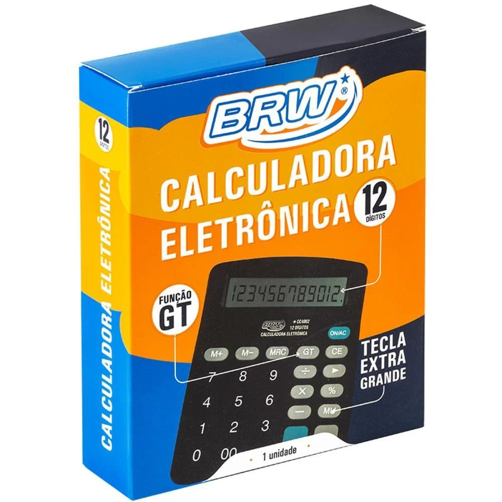 Calculadora De Mesa 12 Dig. 18X14X4Cm Preta Brw - imagem 4