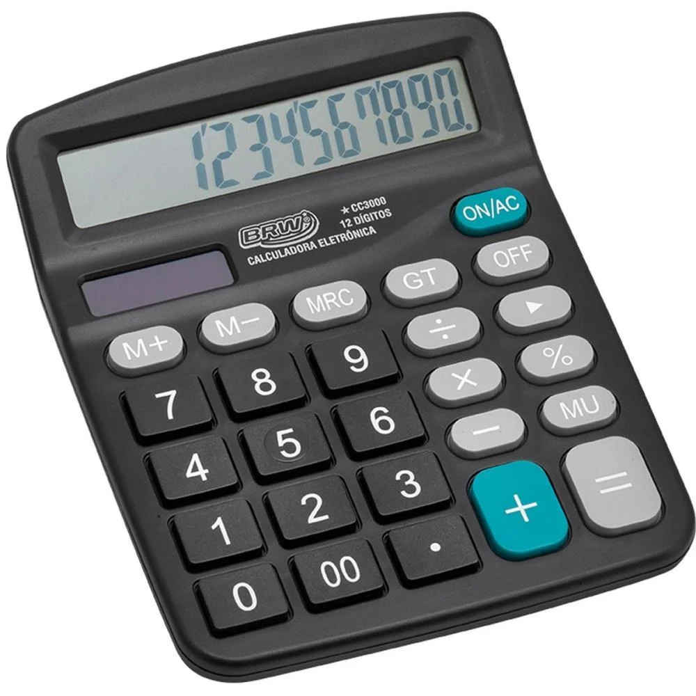 Calculadora De Mesa 12 Dig. 14,8X11,9X3,8Cm Preta Brw - imagem 2