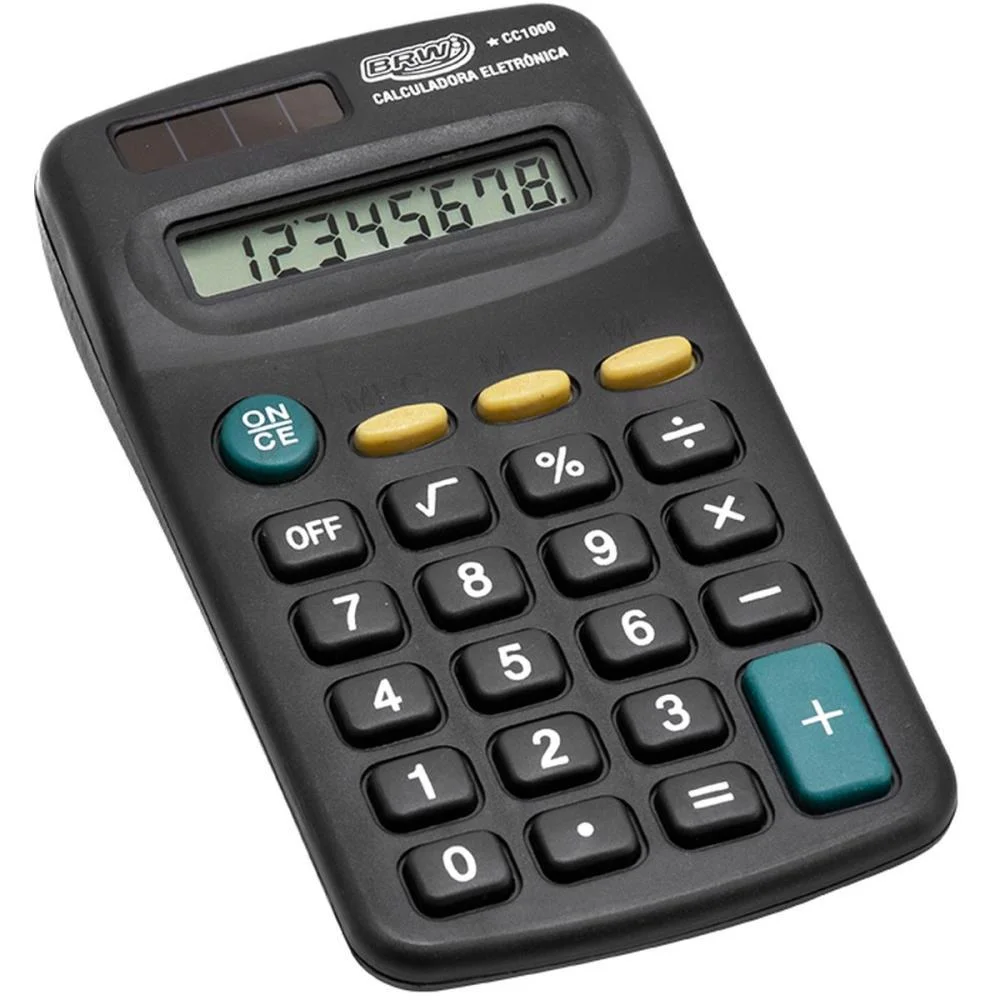 Calculadora De Bolso 8 Dig. 11,3X6,5X2,10Cm Preta Brw - imagem 2
