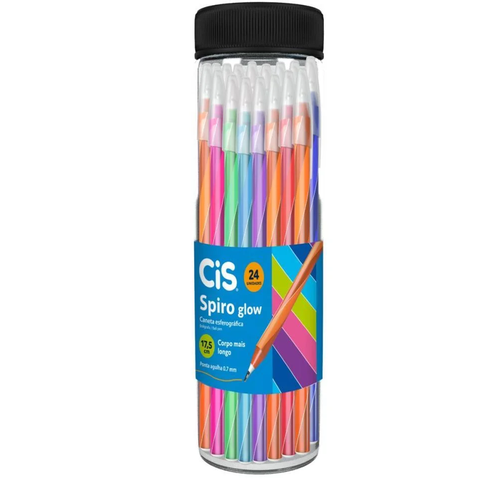 Caneta Esferografica Cis Spiro Glow 0,7Mm Cores Sertic (Pote-24) - imagem 3