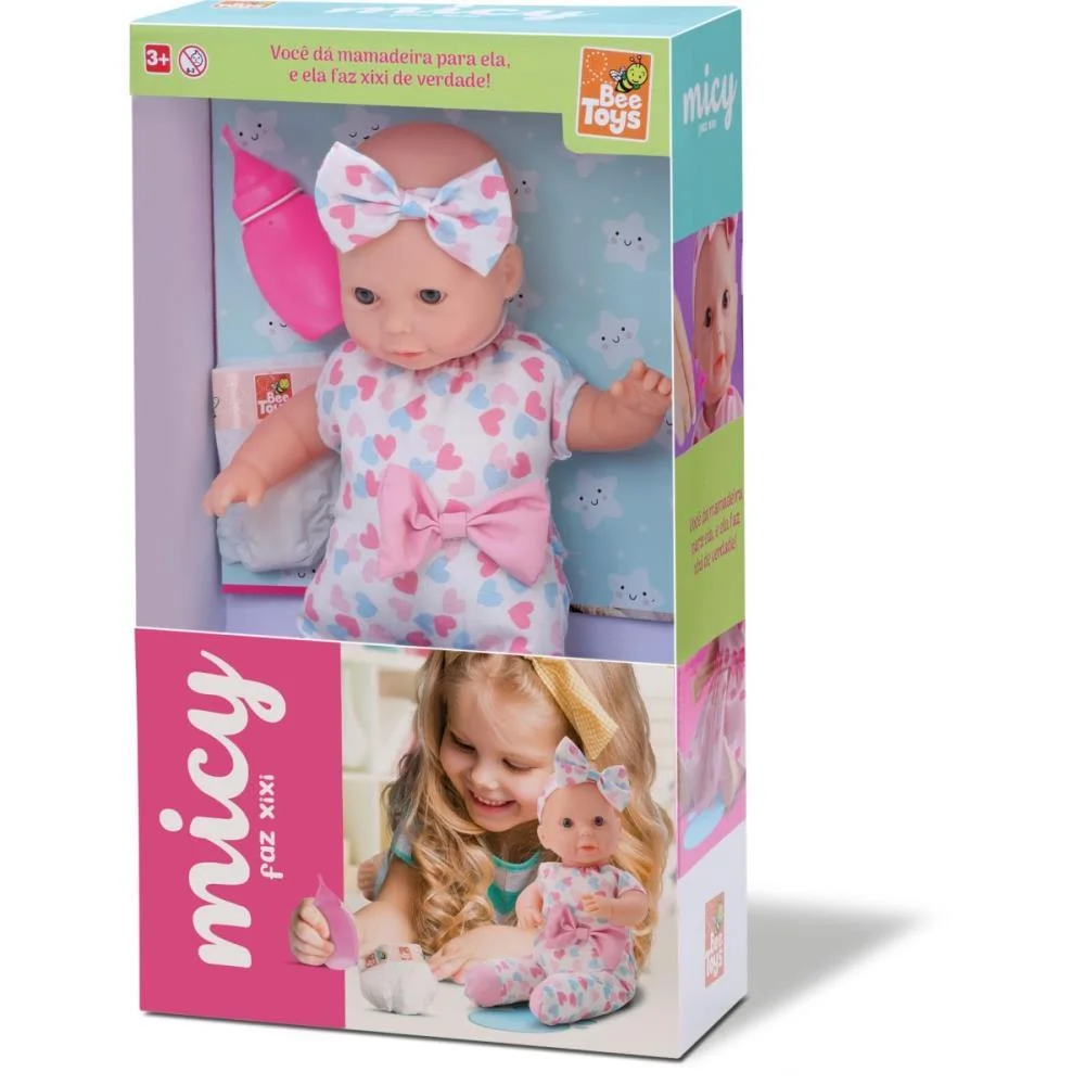 Boneca Com Mecanismo Micy Faz Xixi C/Acessorios Bee Toys - imagem 3