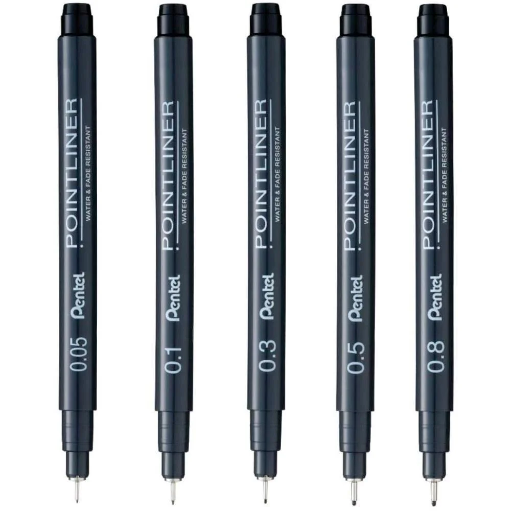 Caneta Nanquim Tecnica Preta C/5 Pontas Pentel (Estojo) - imagem 4