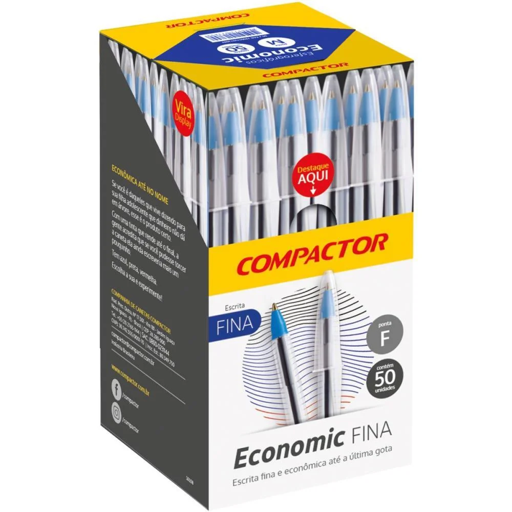 Caneta Esferografica Economic Fina Azul Compactor (Cx.c/50) - imagem 3