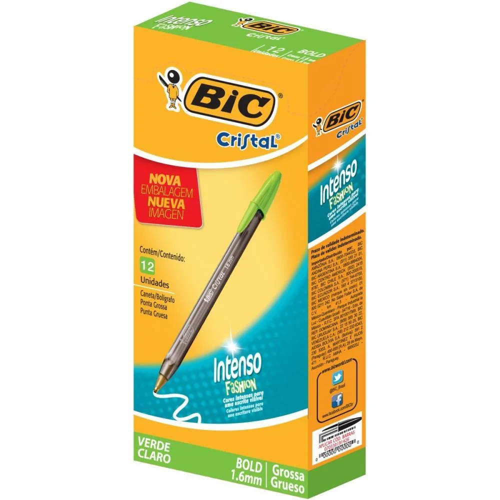 Caneta Esferografica Cristal Bold Fashion Vd. Claro Bic (Cx.c/12) - imagem 4