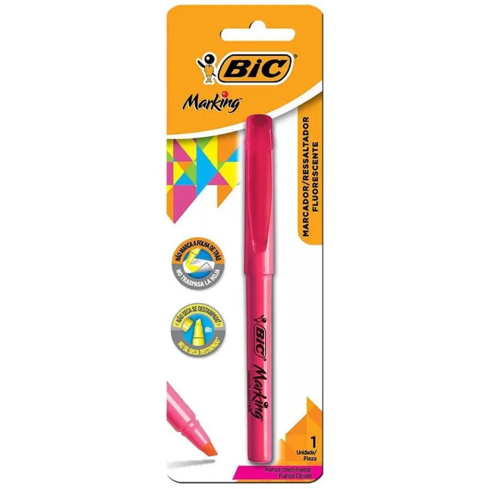 Caneta Marca Texto Marking Rosa Bic (Bl.c/01) - imagem 2