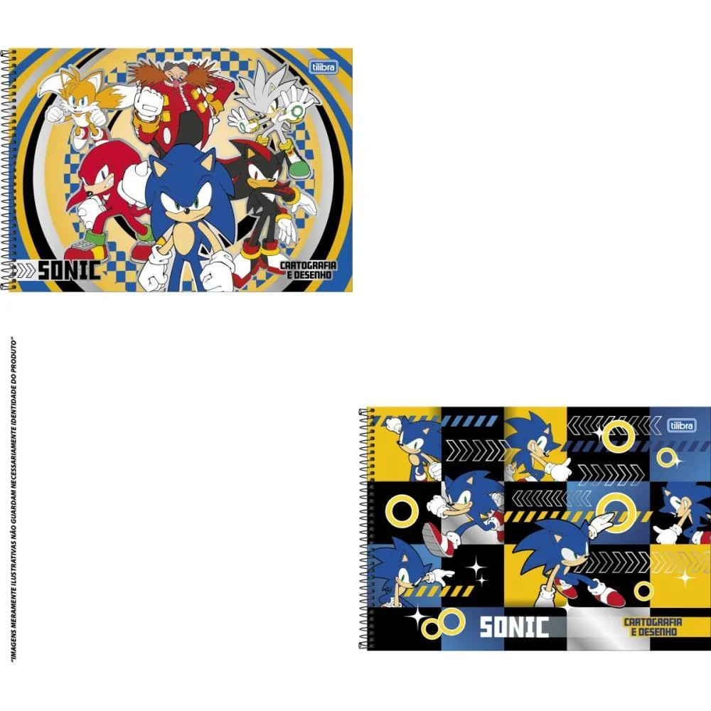 Caderno Desenho Univ Capa Dura Sonic 80Fls. Tilibra (Pct.c/04) - imagem 3