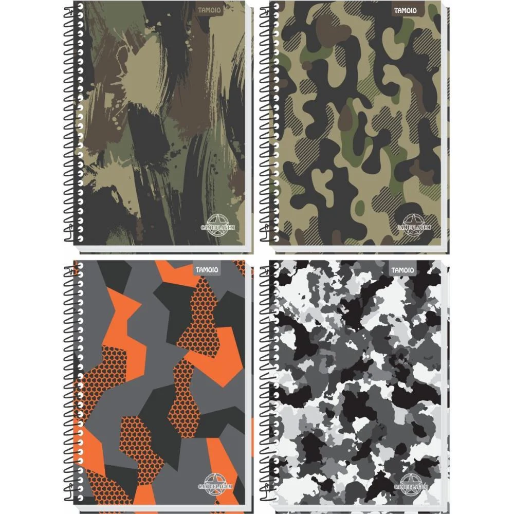 Caderno Espiral Pequeno Capa Dura Camuflagem 96 Folhas Tamoio (Pct.c/04) - imagem 2