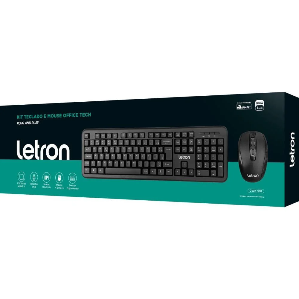 Kit Teclado+Mouse Tech  S/Fio Pt Leonora